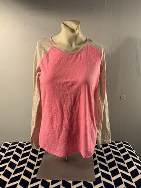 Justice Pink and Cream Long-Sleeve Raglan Tee